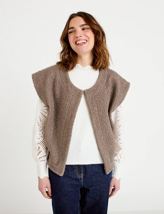 Gilet sans manches effet polaire sable femme