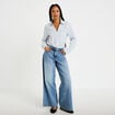 Chemise droite manches longues bleu clair femme