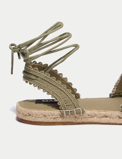 Sandales aspect chin&eacute; vert kaki femme