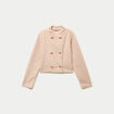 Veste droite cropped effet polaire ivoire femme