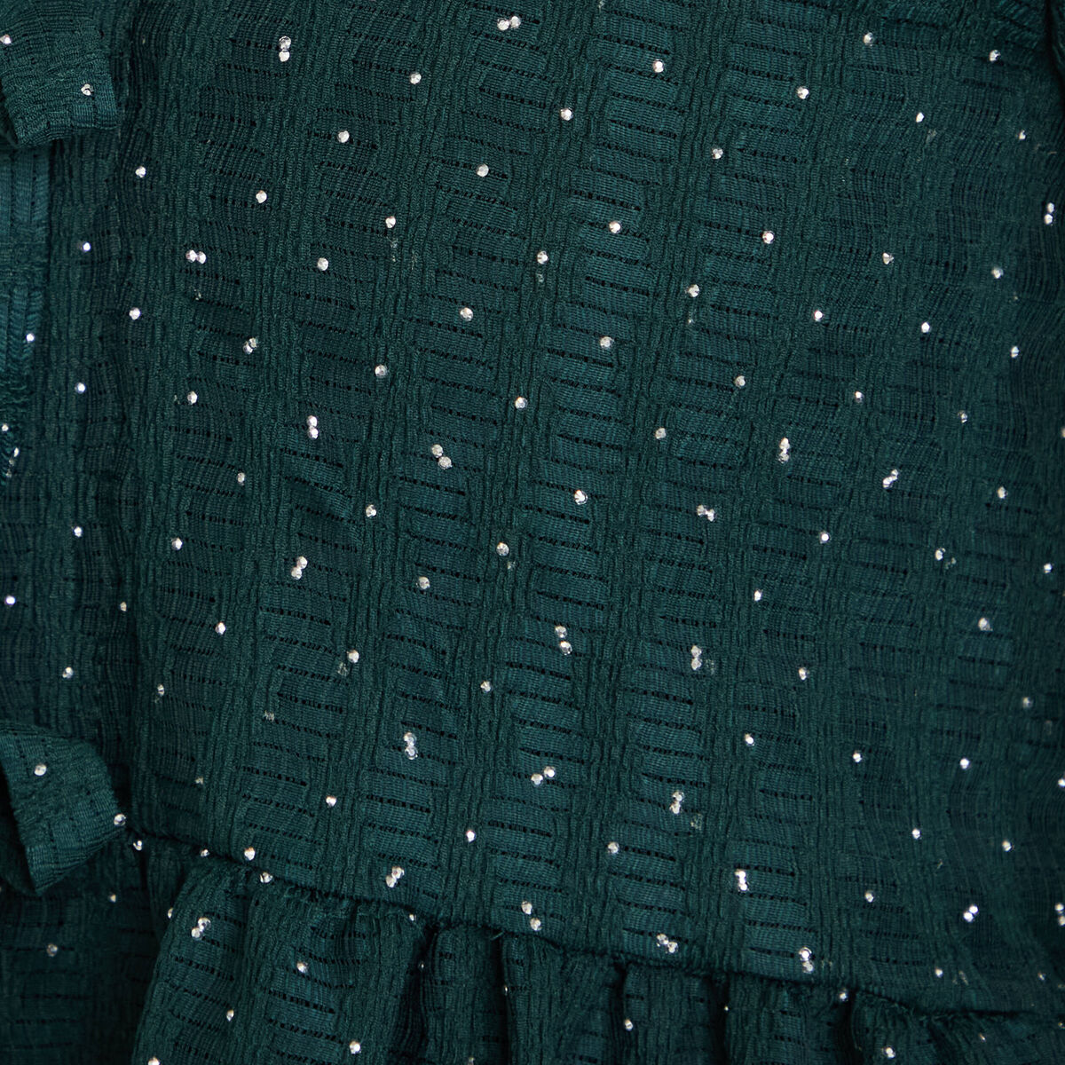 Blouse nou&eacute;e strass vert fonc&eacute; femme