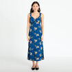 Robe longue &eacute;vas&eacute;e col coeur Bridgerton bleu fonc&eacute; femme