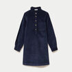 Robe droite velours col montant bleu marine femme