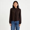 Blouse manches longues marron femme