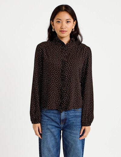 Blouse manches longues marron femme