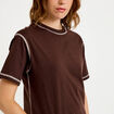 Top col rond manches courtes marron fonc&eacute; femme