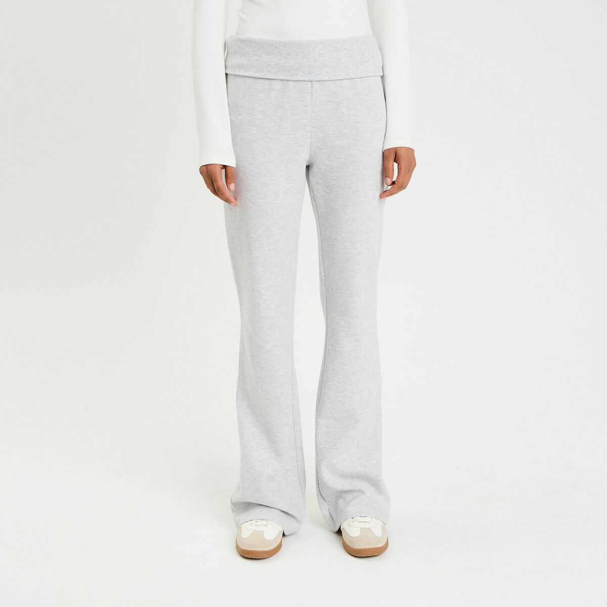 Pantalon bootcut taille standard gris clair femme
