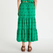 Jupon long &eacute;vas&eacute; avec broderie vert femme