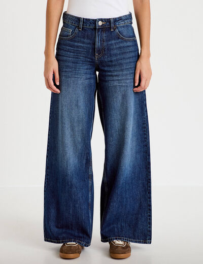 Jean wide leg taille standard denim stone femme