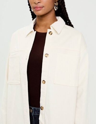 Chemise oversize en velours ivoire femme
