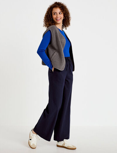 Gilet sans manches effet polaire gris fonc&eacute; femme