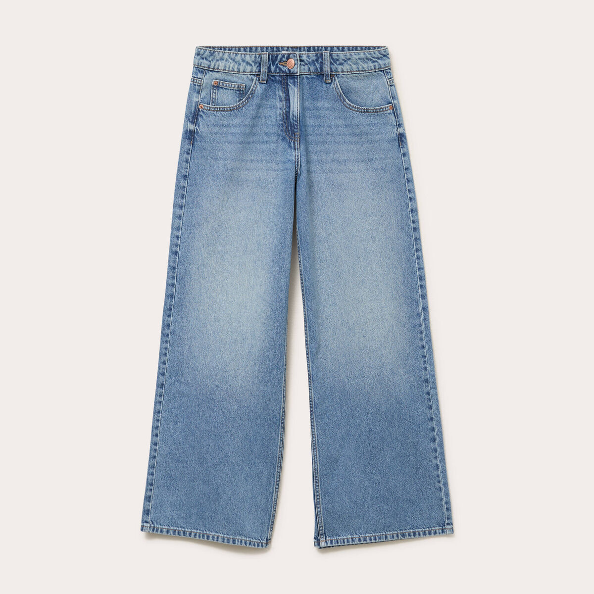 Jean wide leg taille standard denim double stone femme