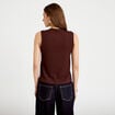 Blouse sans manches col v marron femme