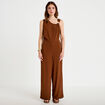 Combinaison large sans manches col rond marron femme