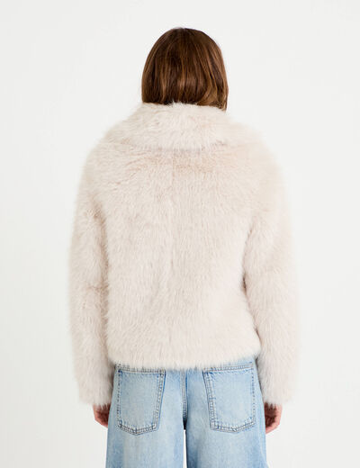Manteau fausse fourrure ivoire femme