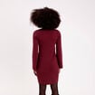 Robe manches longues col montant bordeaux femme