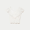 Blouse cintr&eacute;e cropped sans manches ecru femme