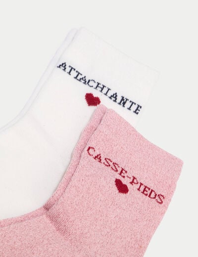2 paires de chaussettes ecru femme