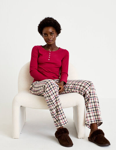 Lot de 2 pyjamas manches longues rouge femme