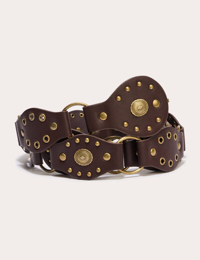 Ceinture large marron fonc&eacute; femme