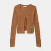 Gilet ajour&eacute; cintr&eacute; manches longues beige femme