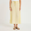 Jupe longue &eacute;vas&eacute;e satin jaune clair femme