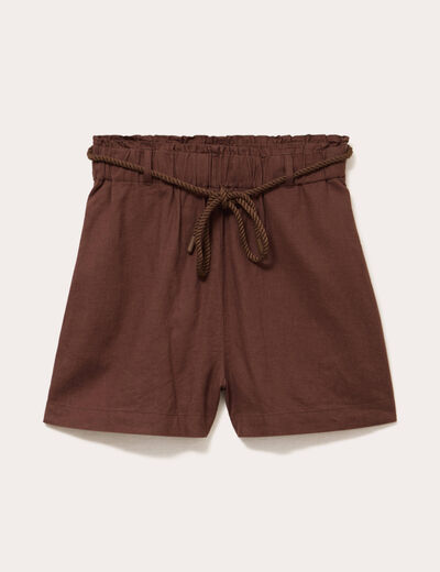 Short regular contenant du lin marron femme