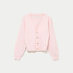 Gilet col v broderie manches longues rose clair femme