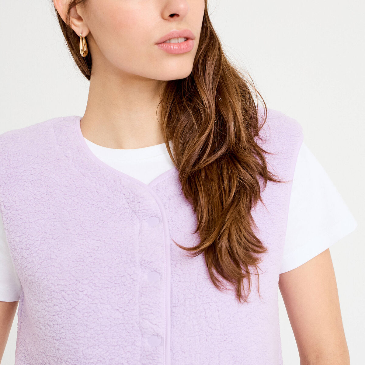 Veste sans manches effet polaire parme femme