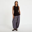 Pantalon city taille basse effet boule gris fonc&eacute; femme