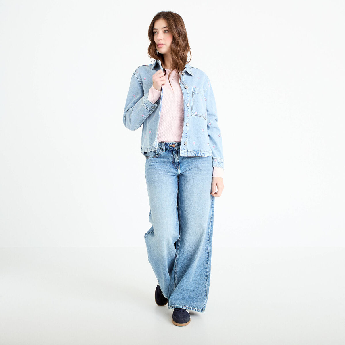 Pull manches longues rose clair femme