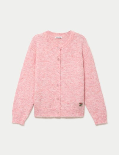 Gilet ample manches longues rose clair femme