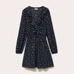 Robe courte &eacute;vas&eacute;e col v manches longues noir femme