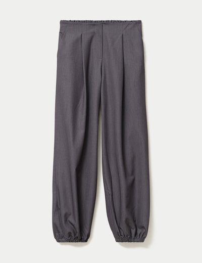 Pantalon bouffant city taille basse gris fonc&eacute; femme
