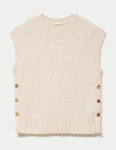 Pull sans manches ecru femme