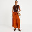 Jupe longue pliss&eacute;e &eacute;vas&eacute;e orange fonc&eacute; femme