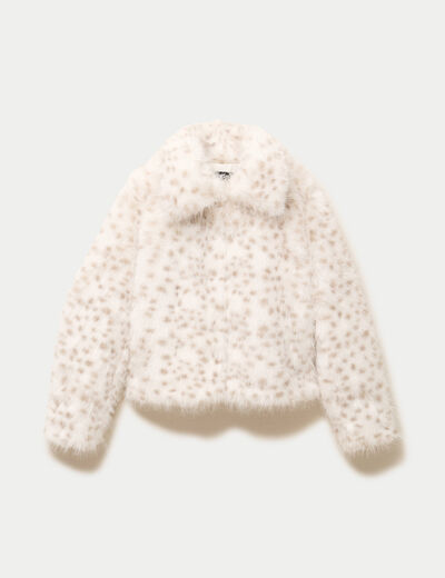 Veste oversize col tailleur beige femme