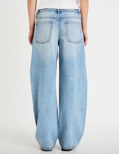 Jean coupe large denim triple stone femme