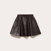 Jupe patineuse en similicuir marron fonc&eacute; femme