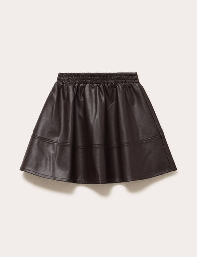 Jupe patineuse en similicuir marron fonc&eacute; femme