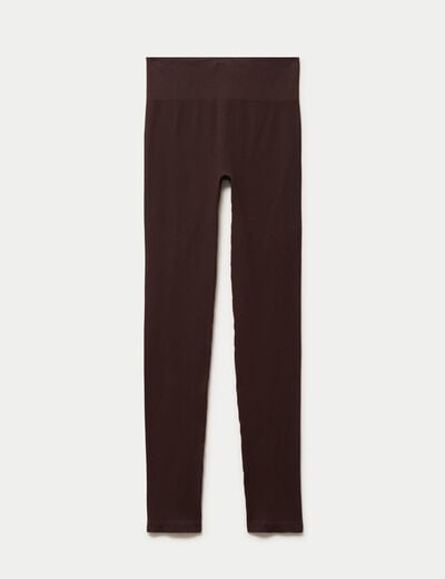 Leggings taille haute sans couture marron fonc&eacute; femme