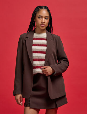 Veste esprit blazer marron fonc&eacute; femme
