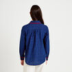 Chemise droite vichy col claudine bleu electrique femme