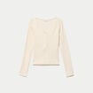 T-shirt c&ocirc;tel&eacute; ajust&eacute; manches longues ecru femme
