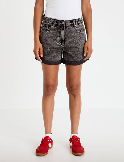 Short mom taille haute en jean denim noir femme