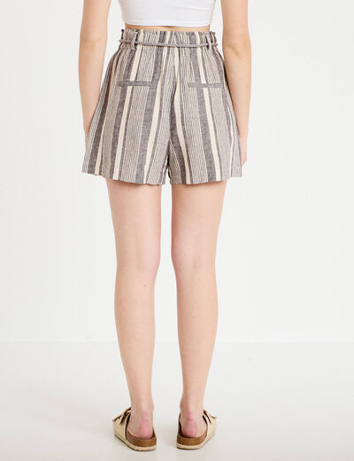 Short regular contenant du lin blanc femme