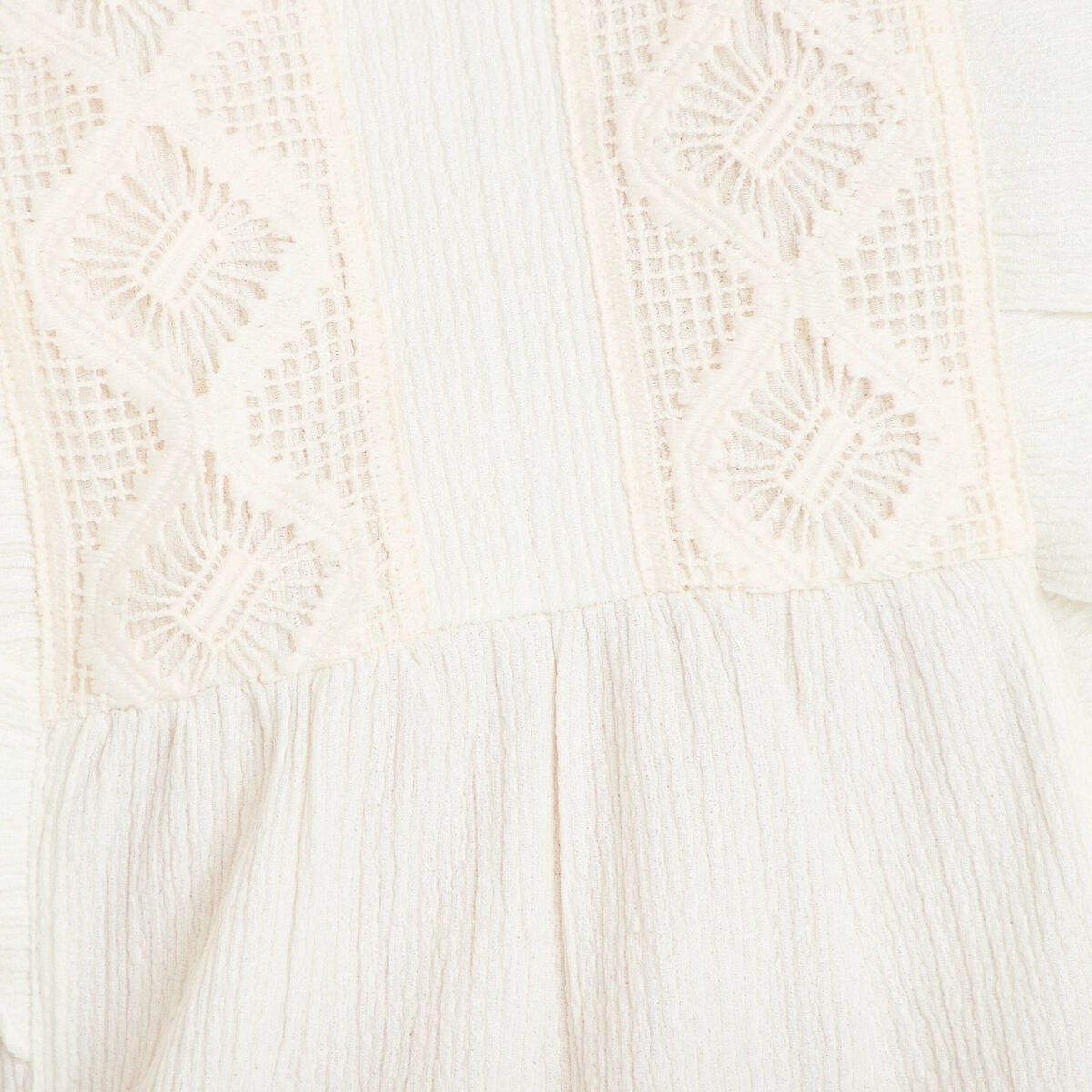 Blouse sans manches col v ecru femme