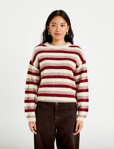 Pull ample manches longues ivoire femme