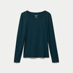 T-shirt uni &agrave; manches longues vert fonc&eacute; femme