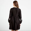 Robe brod&eacute;e en cr&ecirc;pe noir femme